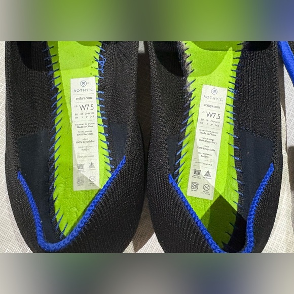 Rothy’s Sz 7.5 Black Washable Pointed Toe Ballerina Flats - Picture 11 of 11